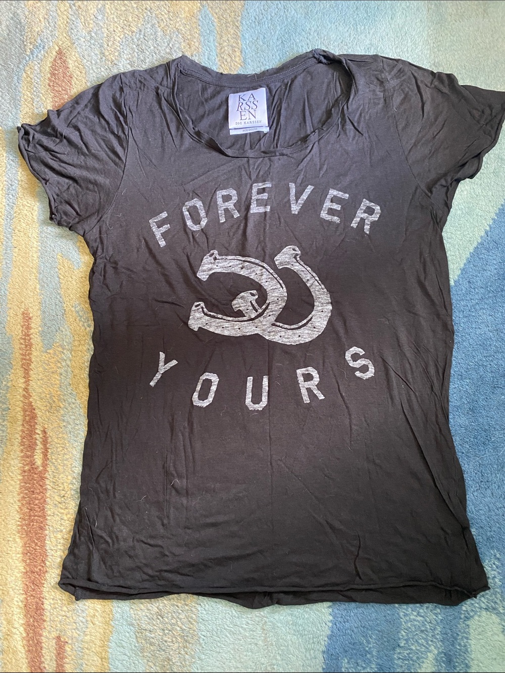 Zoe Karssen Black 'Forever Yours' Graphic Short Sleeve Tee